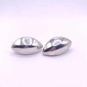 Sterling Silver Marked Israel Pear Style Pierced Clip Earrings 2” Long